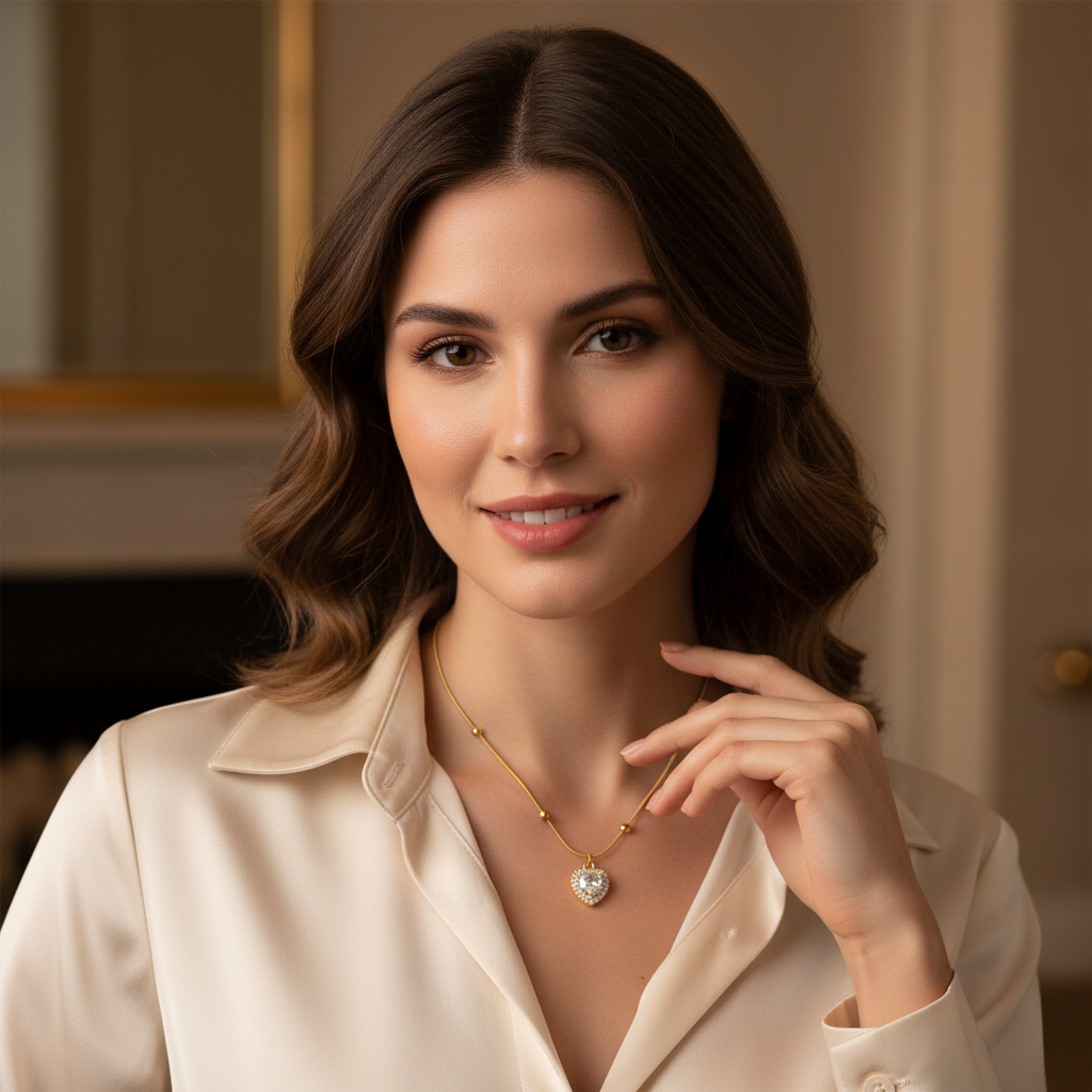 Gold Plated Heart Sparkle Pendant