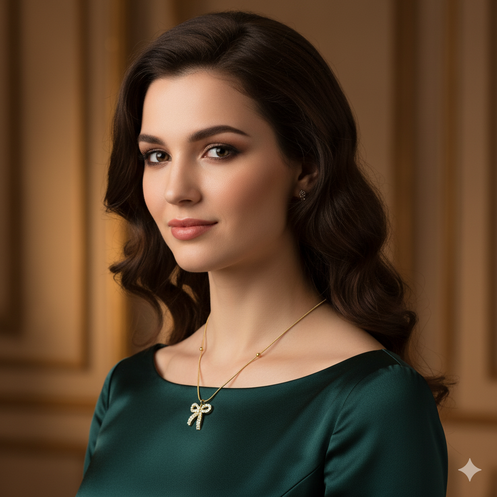 Gold Plated Bow Pendant – Elegant Jewelry