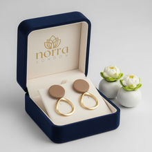 Brown Disc Gold Circular Drop Earrings Norra London