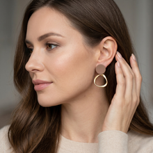 Brown Disc Gold Circular Drop stud