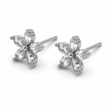 Gold Silver Plated Marquise Crystal Flower Stud Earrings