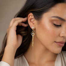 Crystal Tassel Drop Earrings Gold Plated