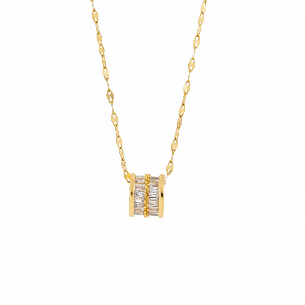 Diamond Cylinder Charm Necklace