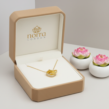 Gold Plated Double Square Ring Pendant in a 'Norra London' jewelry box