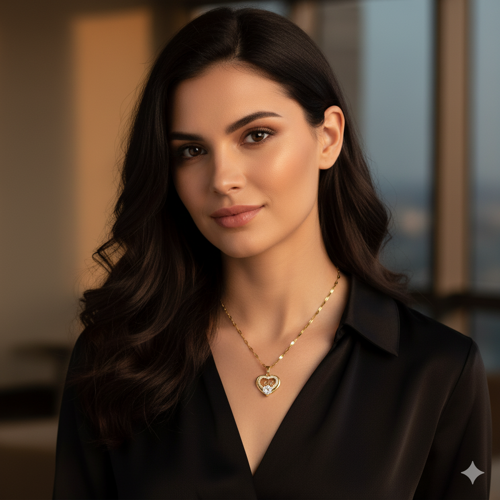 Eternal Love Diamond & Gold Heart Pendant Necklace