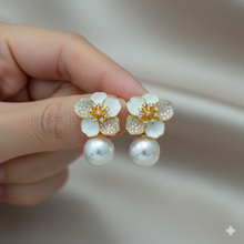 Floral Pearl Drop Earrings