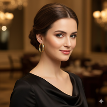 Two-Tone Oval Hoop Earrings