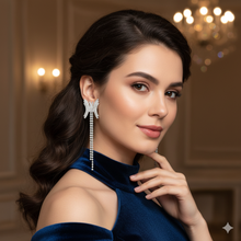 Shining Serenity Crystal Bow Drop Earrings