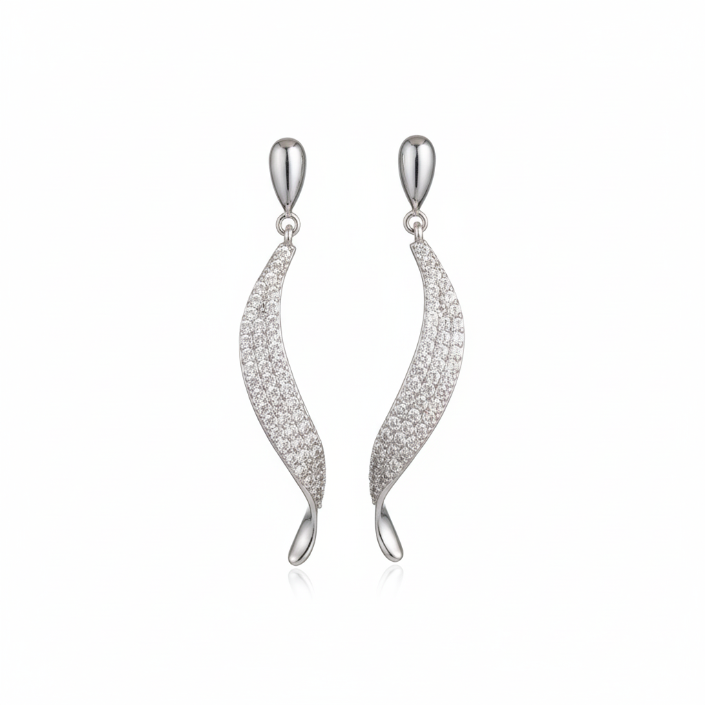 Luxe Cascade Diamond & Silver Drop Earrings