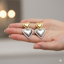 Two-Tone Heart Drop Earrings