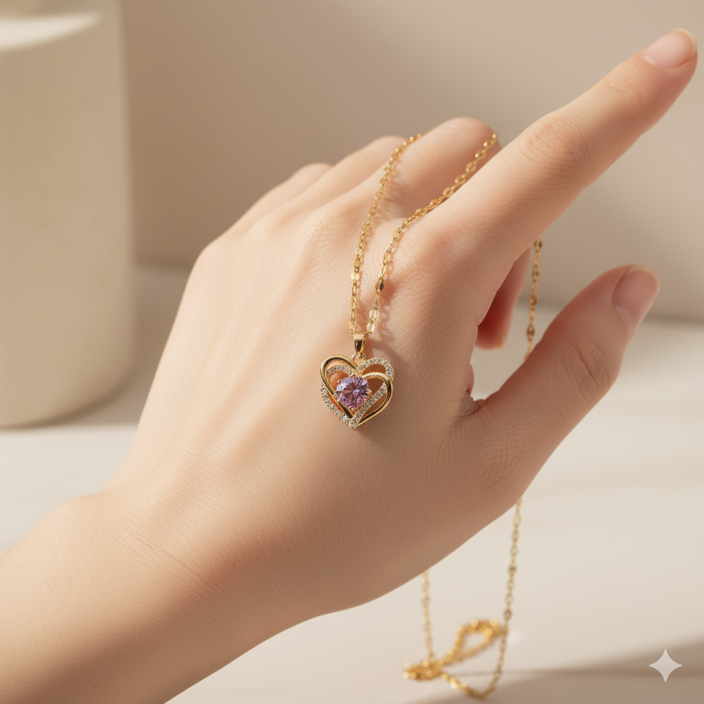 Intertwined Heart Gold Plated Necklace