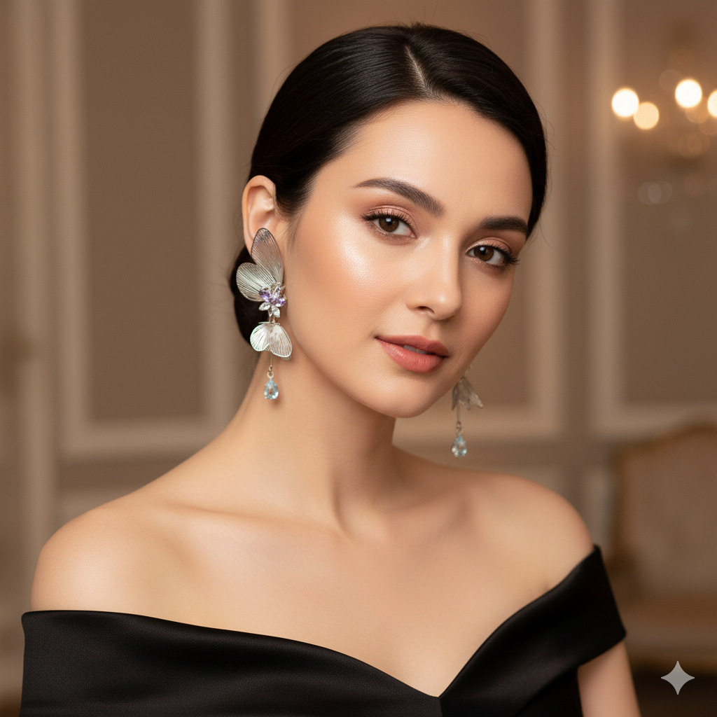 Lilac & Aqua Butterfly Statement Earrings
