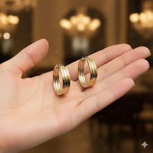 Two-Tone Oval Hoop Earrings