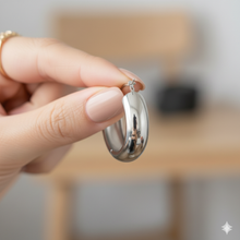 Polished Silver Dome Hoops