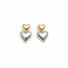 Two-Tone Heart Drop Earrings