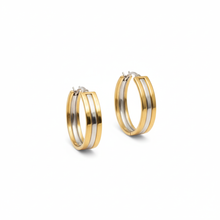 Two-Tone Oval Hoop Earrings