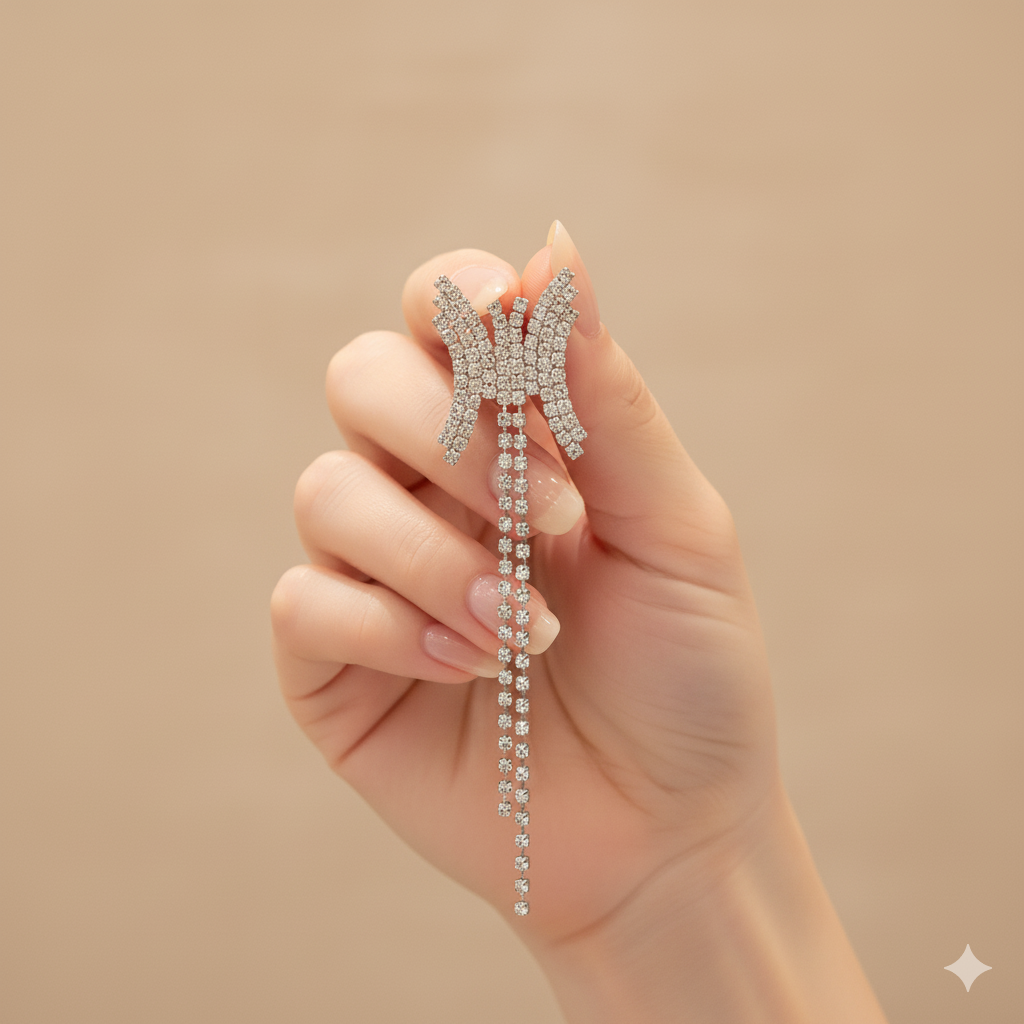 Shining Serenity Crystal Bow Drop Earrings