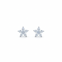 Elegant Silver Floral Stud Earrings with Marquise Cut CZ Stones