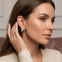Gold Enamel Crystal Butterfly Stud