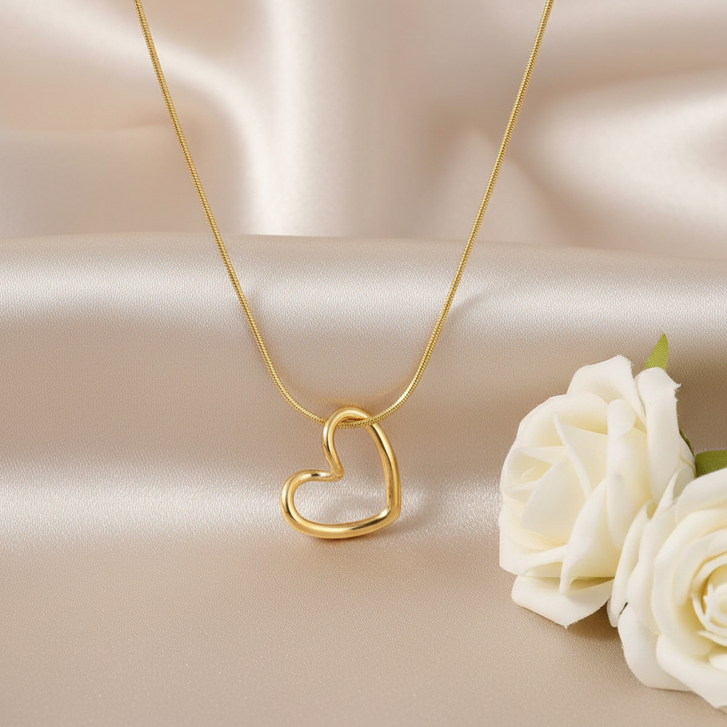 Gold Plated 18K Open Heart Pendant