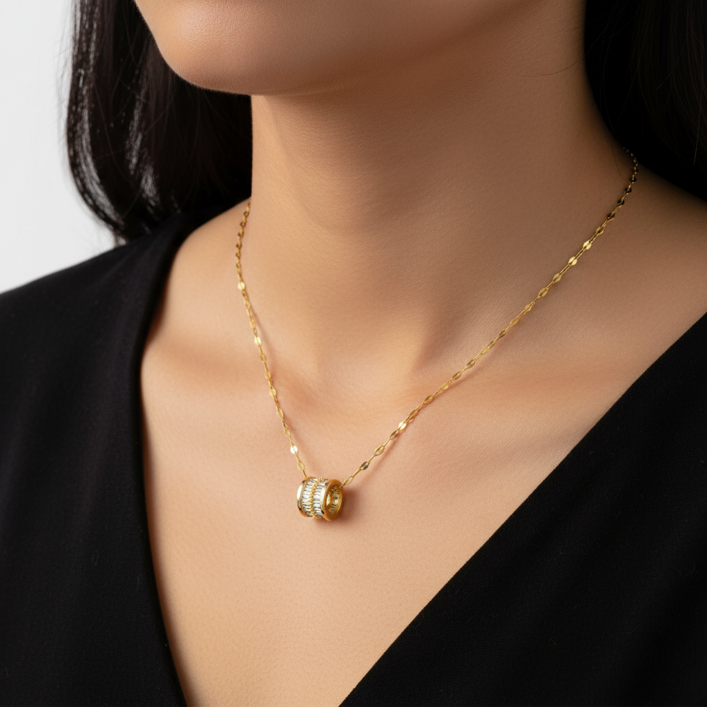 Gold Plated Barrel Pendant