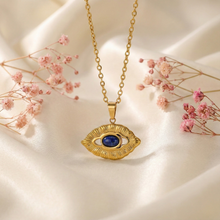Gold Plated Blue Eye Pendant Necklace
