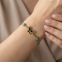Gold Plated Butterfly Turquoise Stone Bracelet