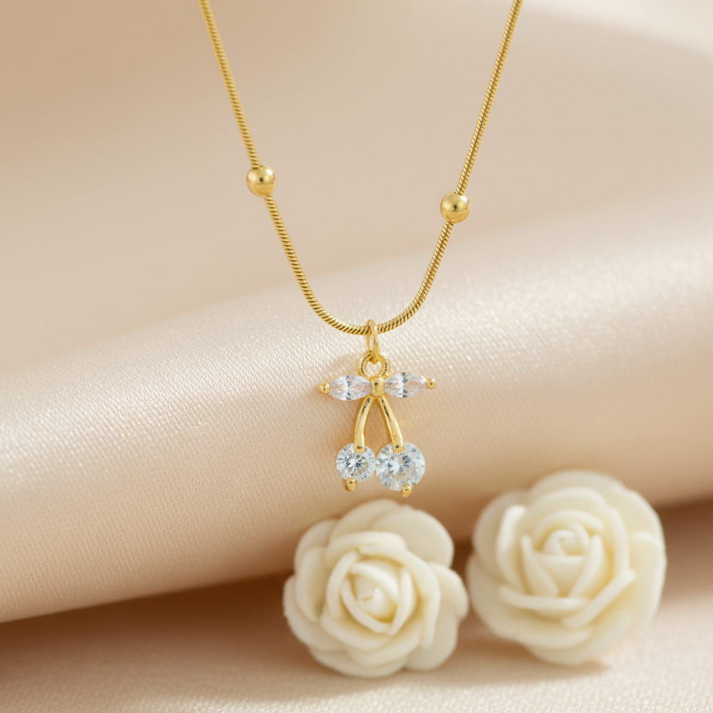 Gold Plated Cherry Pendant Necklace