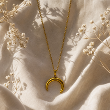 Gold Plated Crescent Moon Pendant Necklace