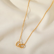 Gold Plated Double Heart Pendant Necklace