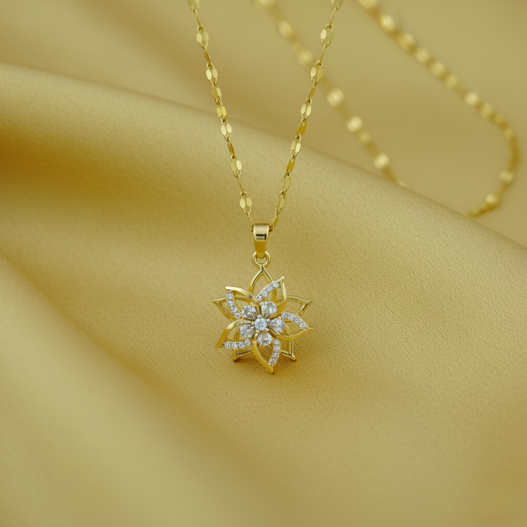 Gold Plated Floral Pendant Necklace
