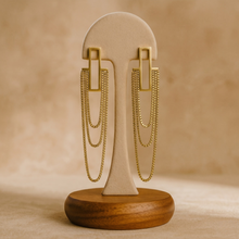 Gold Plated Layered Chain Drop Earrings