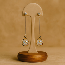 Gold Plated Long Drop Pearl Cage Earrings