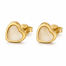 Gold Plated Mother of Pearl Heart Earrings Norra London