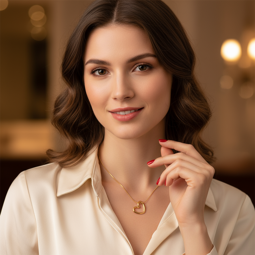 Gold Plated Open Heart Pendant