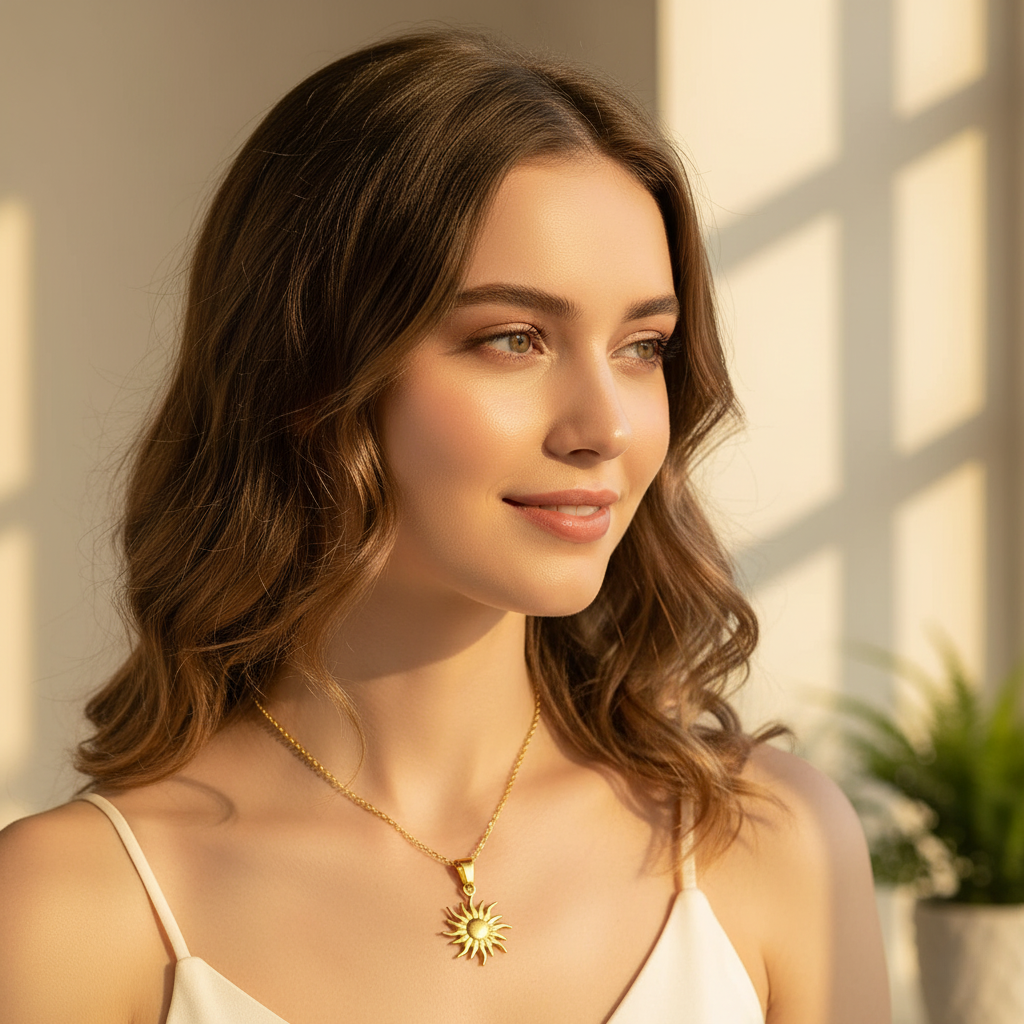 Gold Plated Radiant Sun Pendant