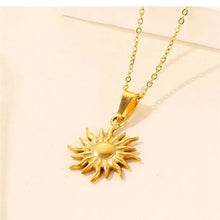Gold Plated Radiant Sun Pendant Necklace