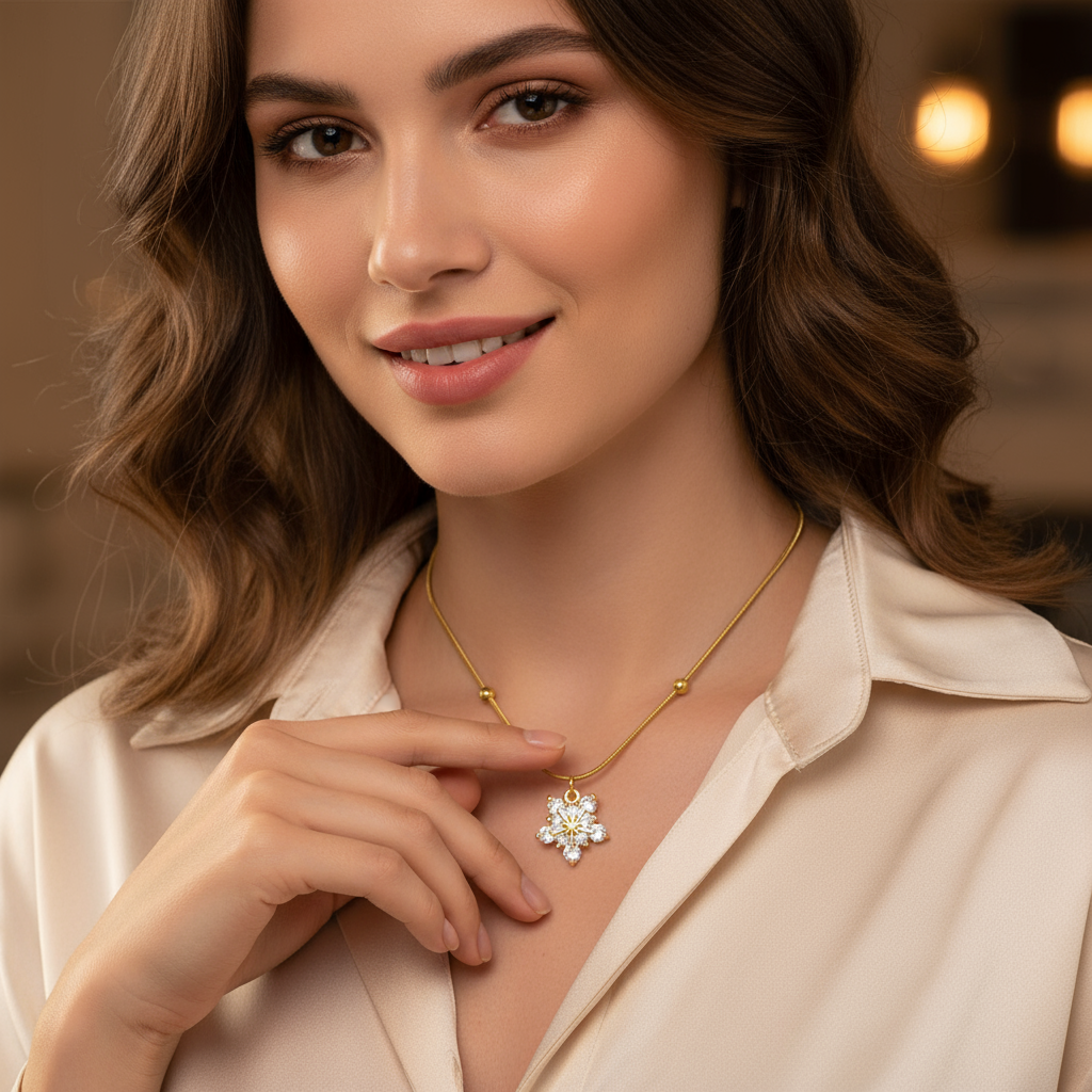 Gold Plated Snowflake Pendant