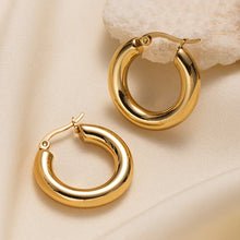 Gold Plated Thick Tube Hoop Earrings