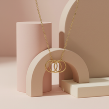 Gold Plated Triple Ring Pendant Necklace