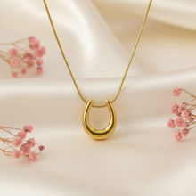 Gold Plated U Curve Pendant Necklace