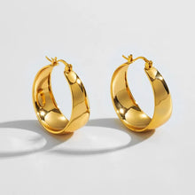 Gold Plated Wide Dome Hoop Earrings