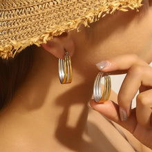 Gold Silver Two Tone Triple Layer Earrings