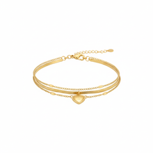 Golden Heart Charm Link Bracelet