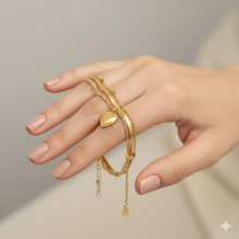 Golden Heart Charm Link Bracelet