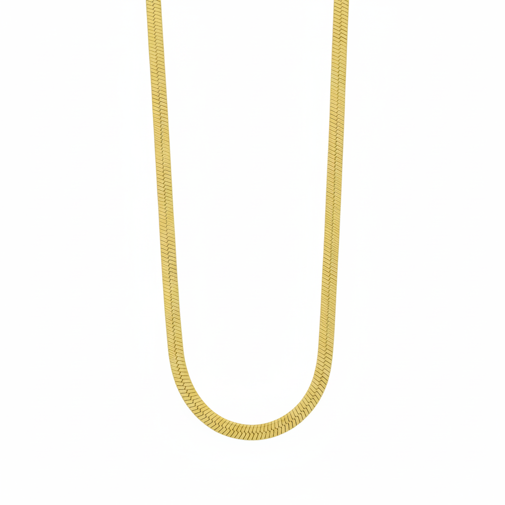 Golden Herringbone Chain Necklace