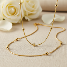 Golden Plated Beaded Snake Chain Necklace