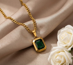 Green Emerald Gold Plated Pendant