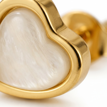 Mother of Pearl Heart Stud Earrings Gold Plated 