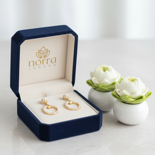 Pearl Circle Drop Earrings Gold Plated